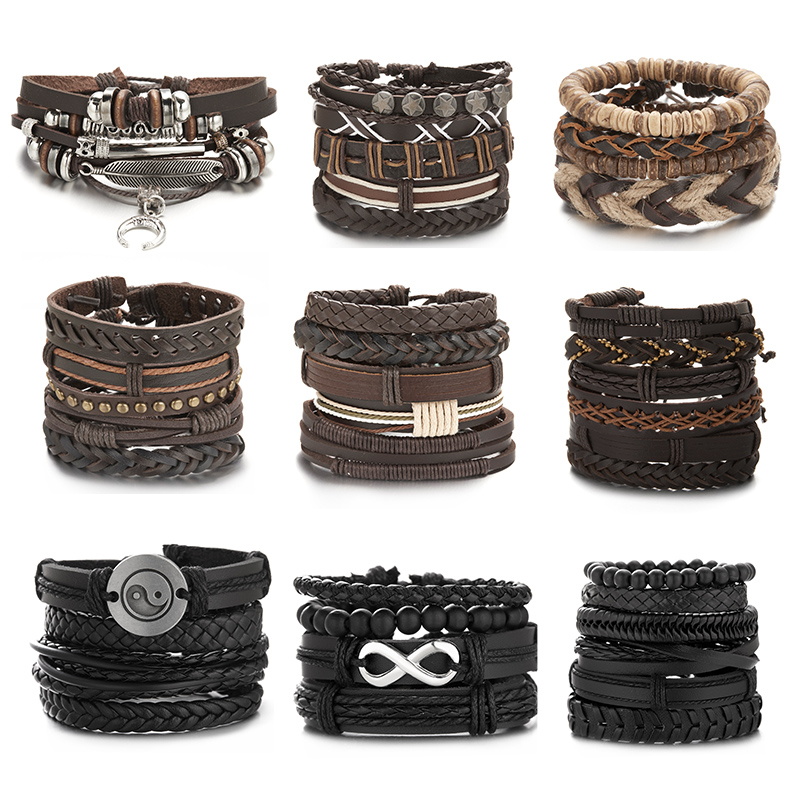 Men'S Accessories Jewelry Sale - Hot Sale Men Feather Leather Bracelet