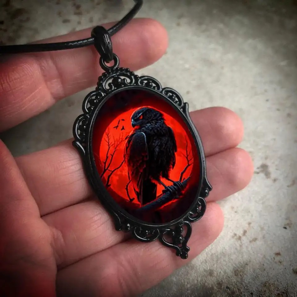 Gothic Vampire Owl Cameo Neckl - Men'S Vampire Accessories ulasan dan harga