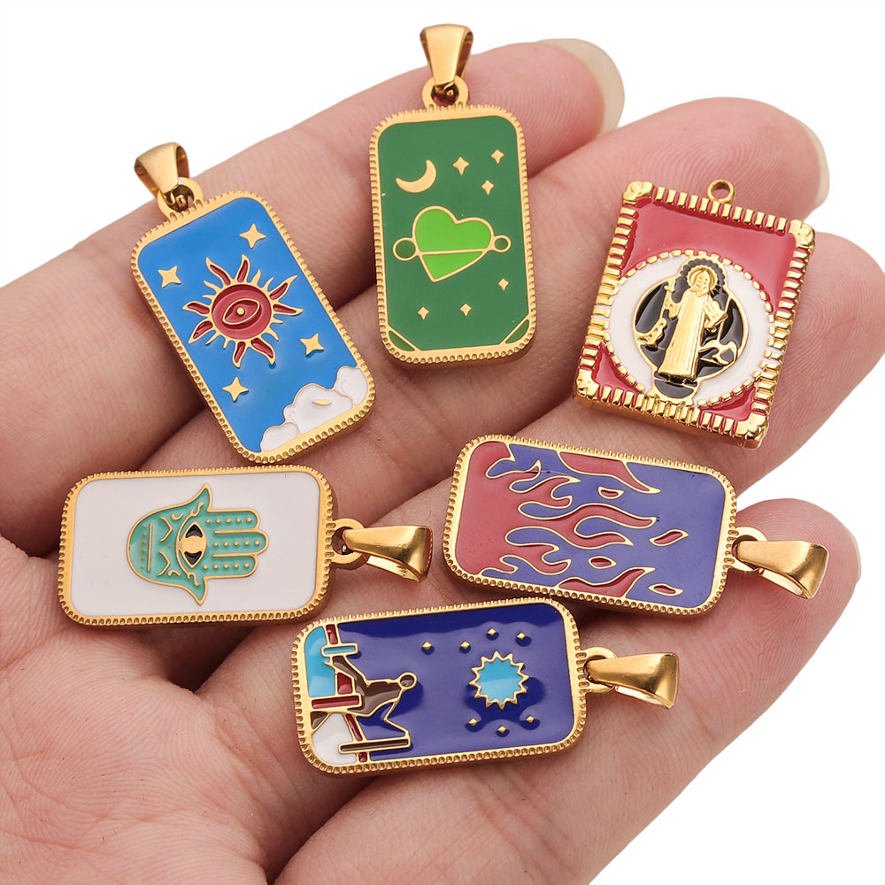 5pcs Stainless Steel Enamel Ta - Men Accessories Evil Eye ulasan dan harga