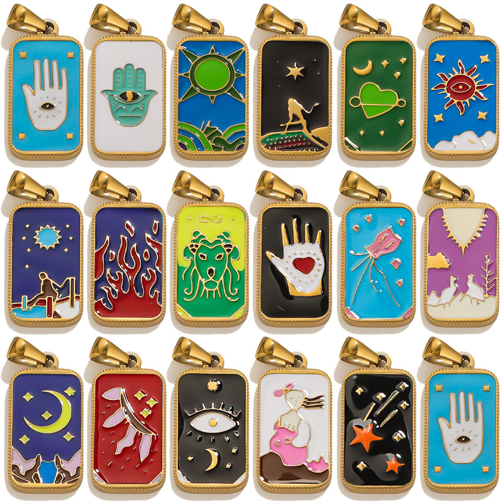 5pcs Stainless Steel Enamel Ta - Men Accessories Evil Eye ulasan dan harga