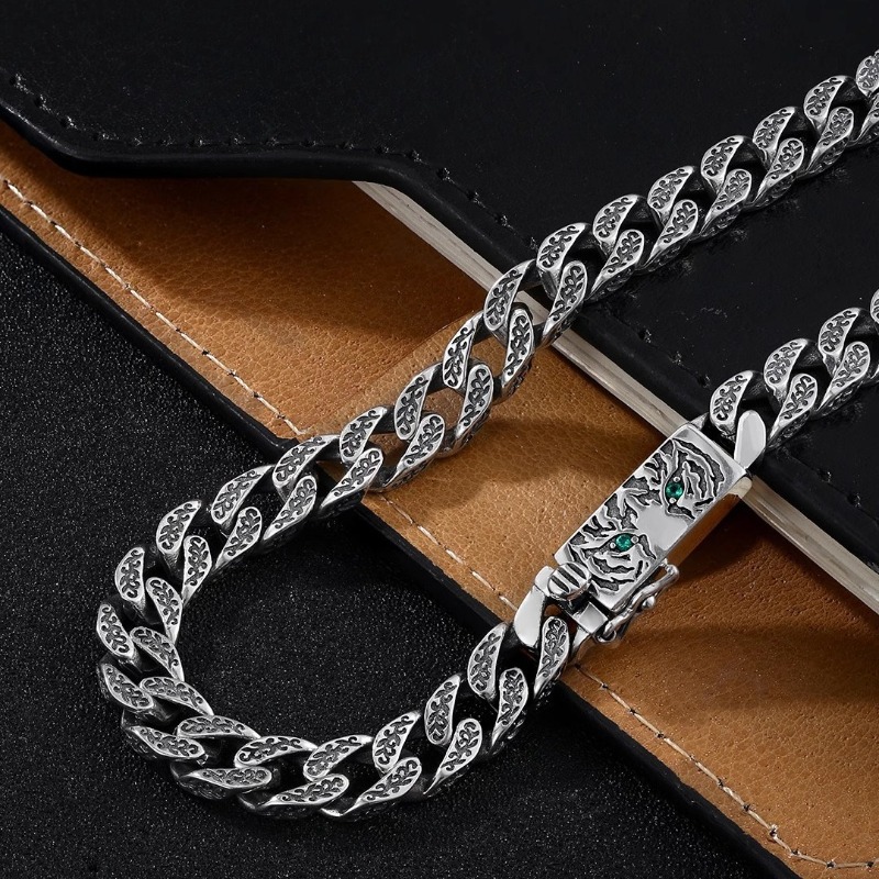 Bold Tiger Print Cuban Chain f - Men'S Accessories Instagram ulasan dan harga