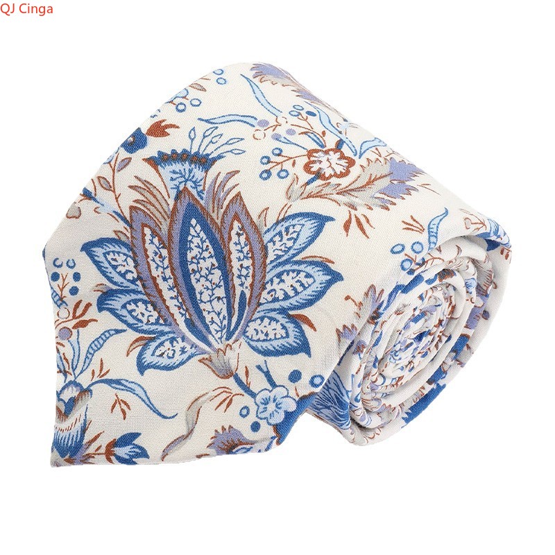 Elegant Blue & Beige Floral Pa - Men'S Accessories Essentials ulasan dan harga