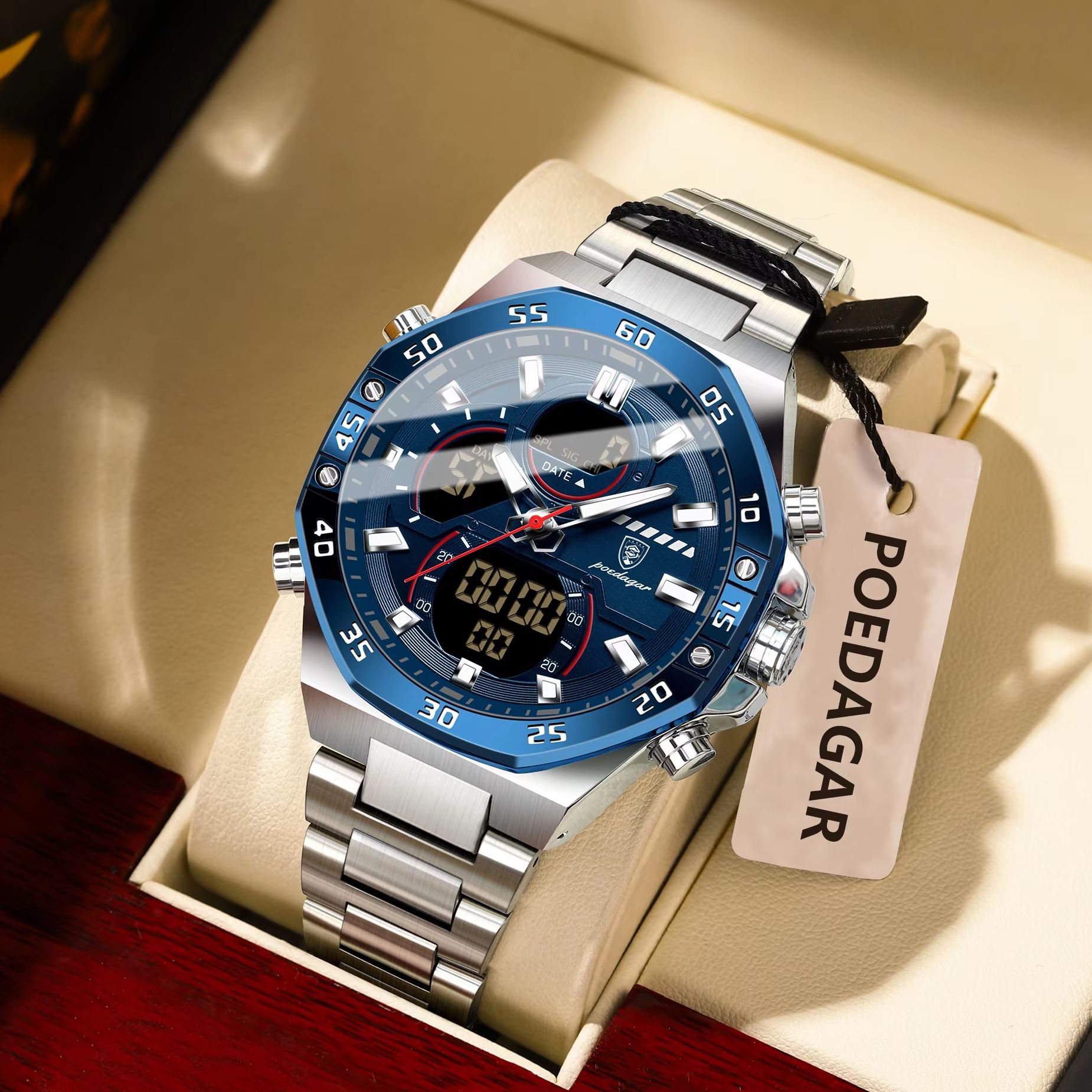 POEDAGAR Top Men Clock LED Lum - Men'S Accessories Display ulasan dan harga