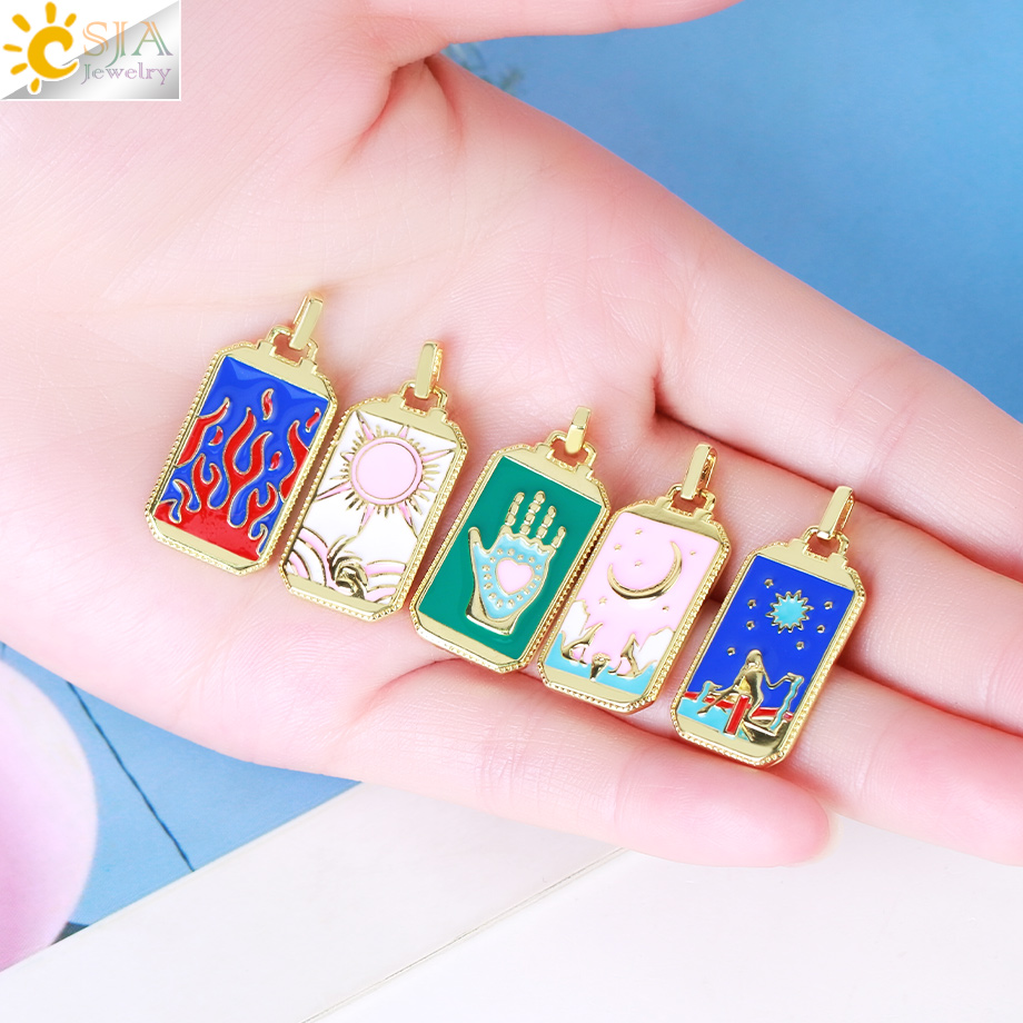 Enamel Tarot Cards Pendant for - Men Accessories Evil Eye ulasan dan harga