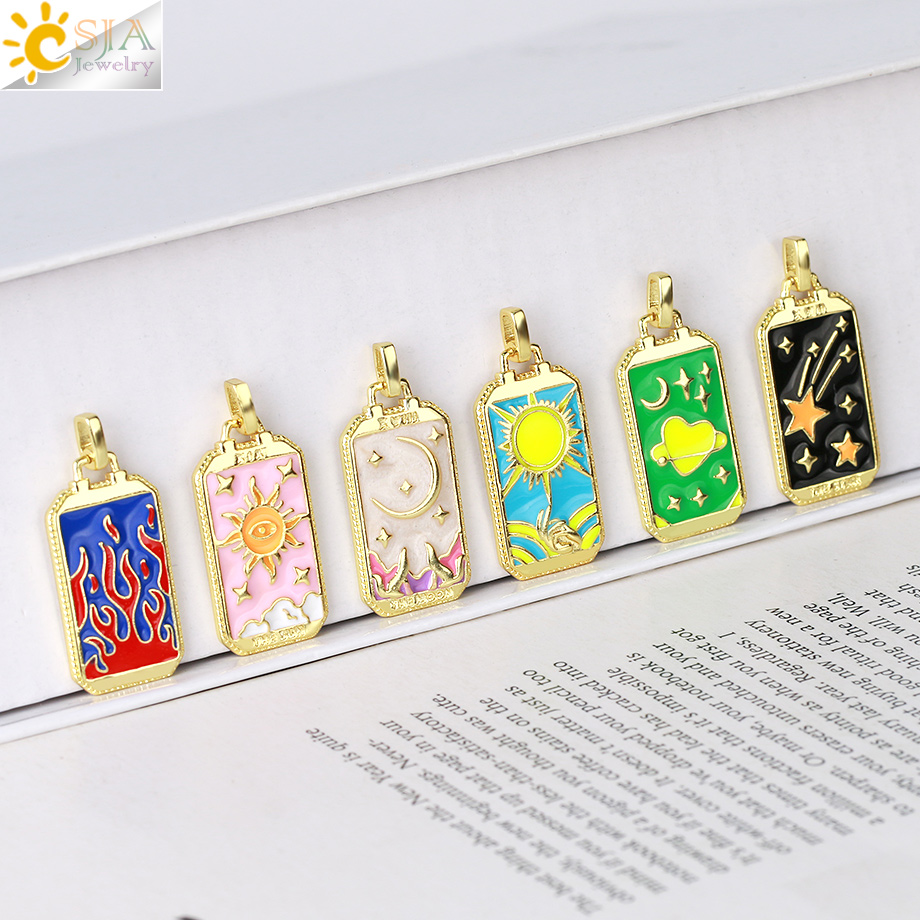Enamel Tarot Cards Pendant for - Men Accessories Evil Eye ulasan dan harga
