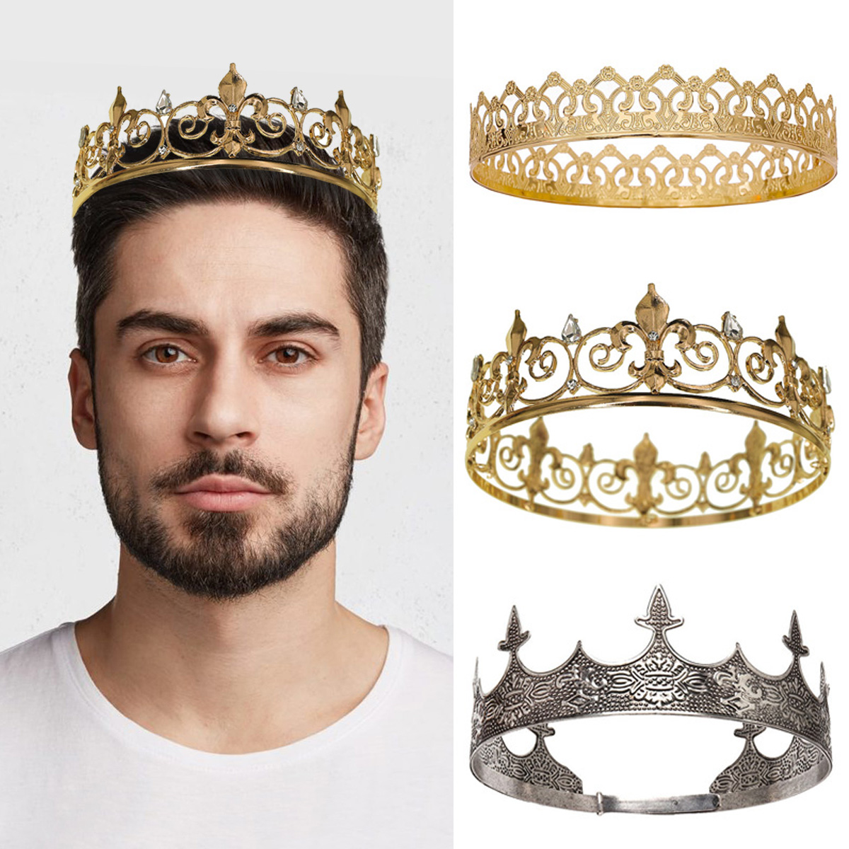 Royal King Queen Crown for Men - Men Accessories For Party ulasan dan harga