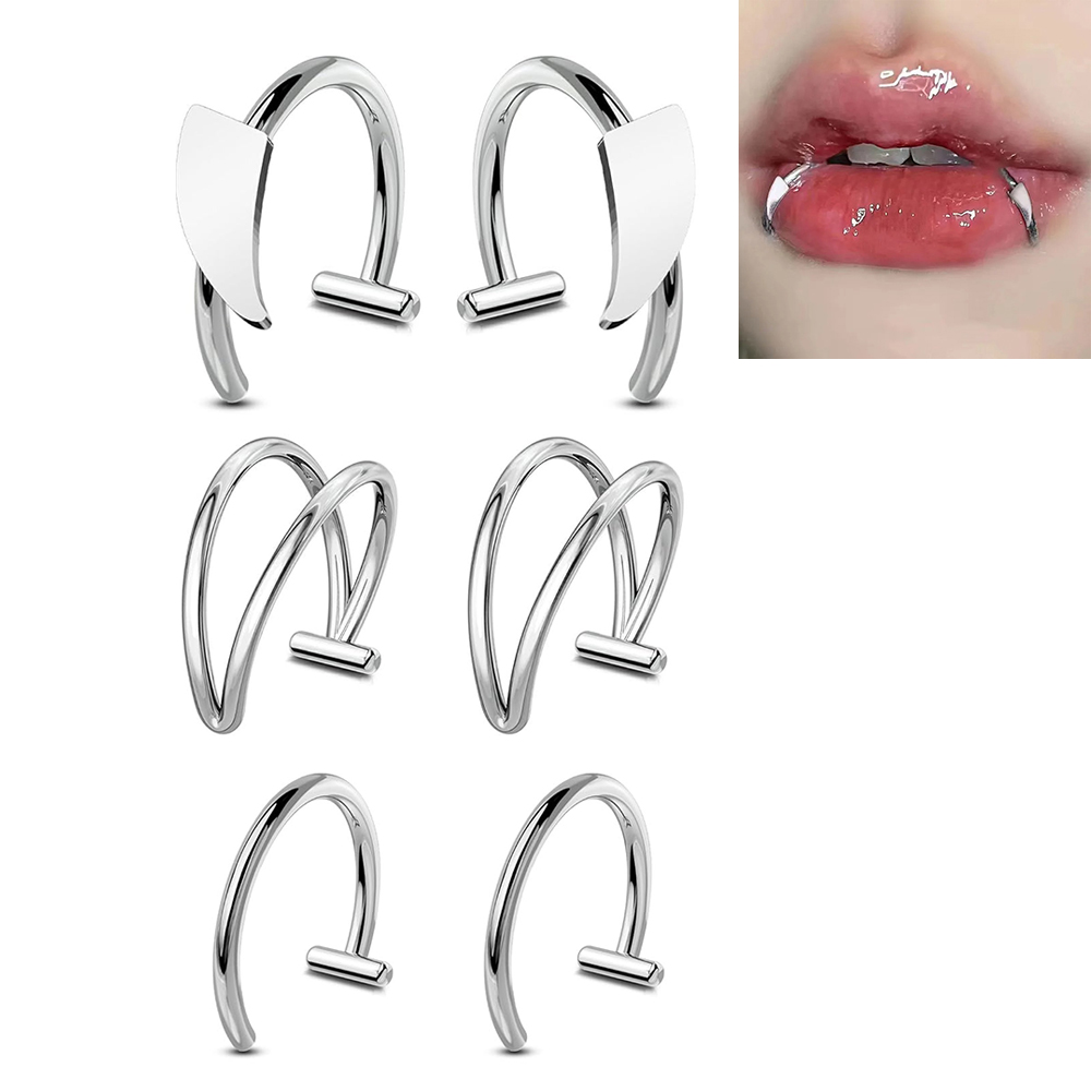6pcs Stainless Steel Fake Lip  - Men'S Vampire Accessories ulasan dan harga